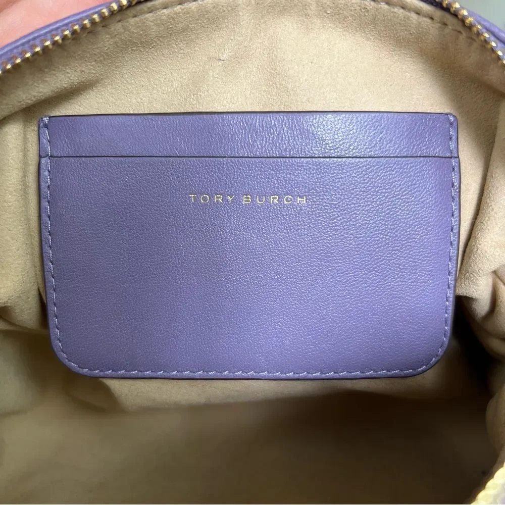 Tory Burch Beaded Strap Soft Mini Crossbody Bag in Purple Cosmos Leather
